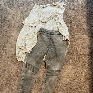 Free People L Gray Strapless Tunic